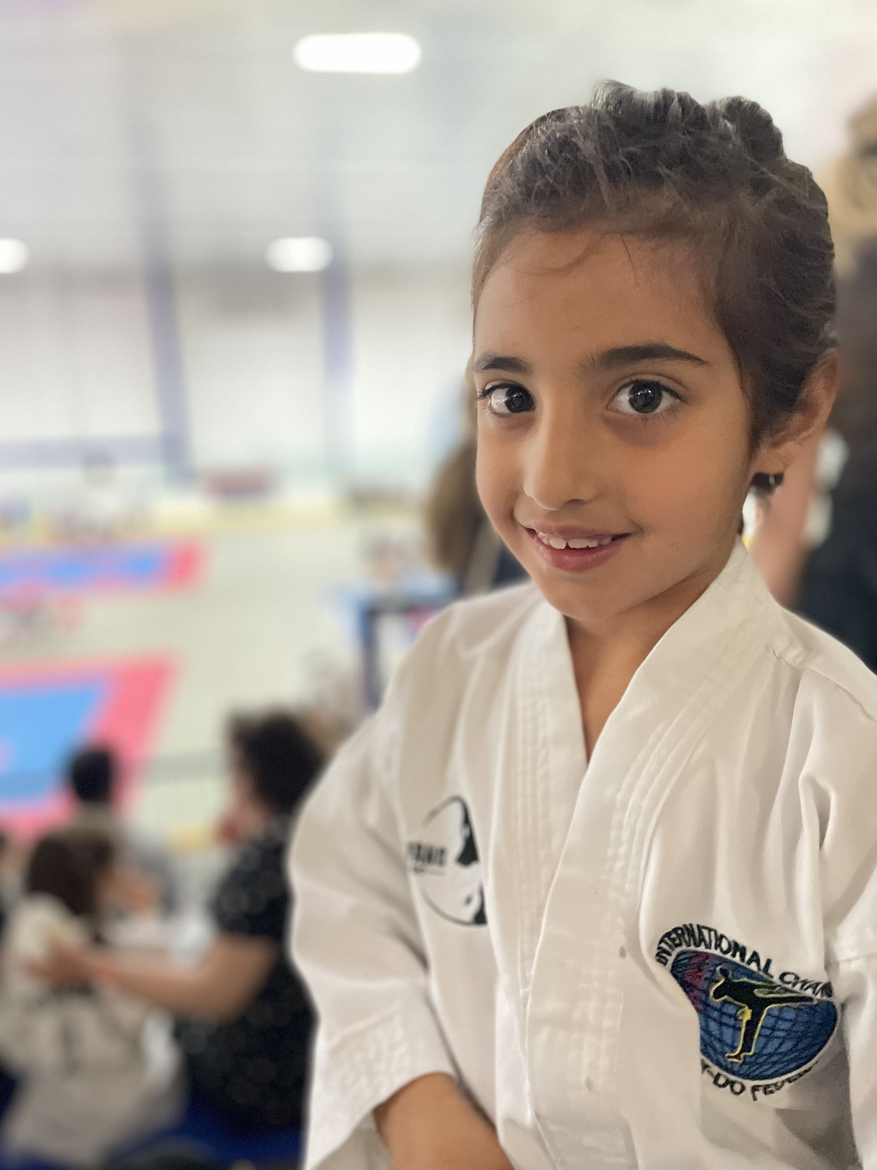 Focused student waiting for Taekwon-Do class