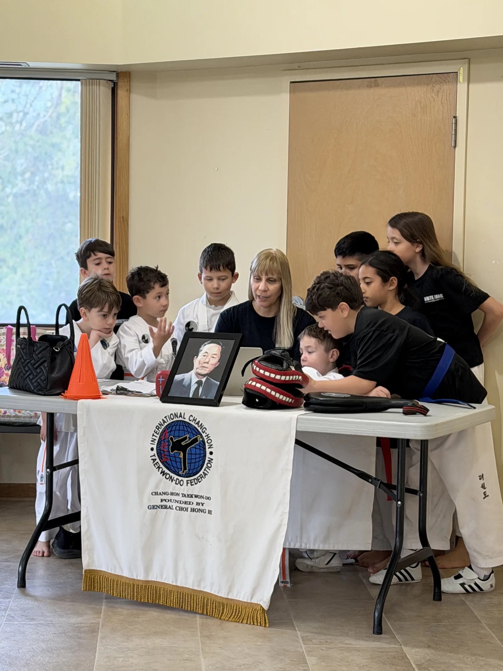 Grandmaster Scarsellone teaching Taekwon-Do students in King City