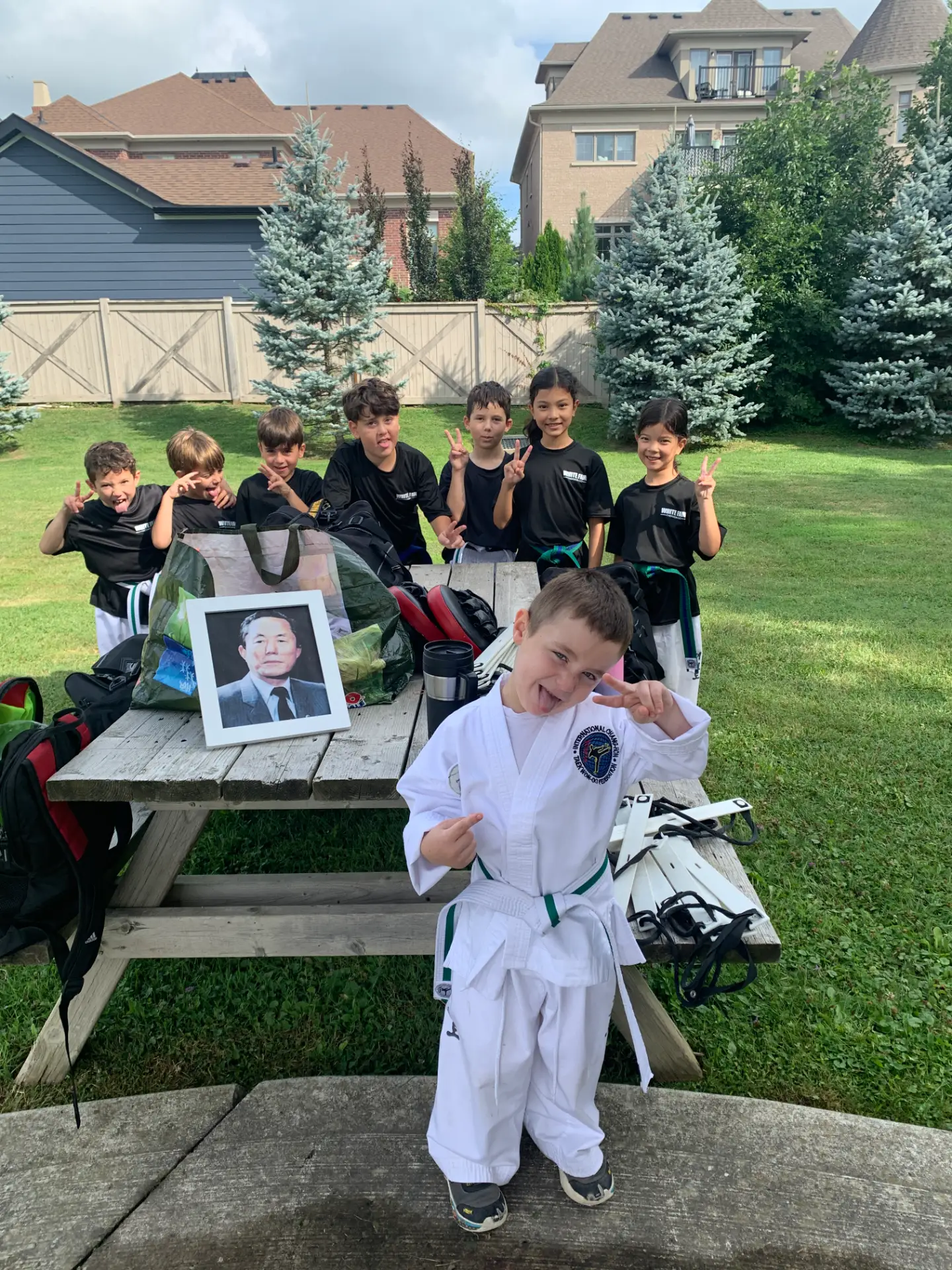 White Fang Taekwon-Do students gathering outdoors in King City