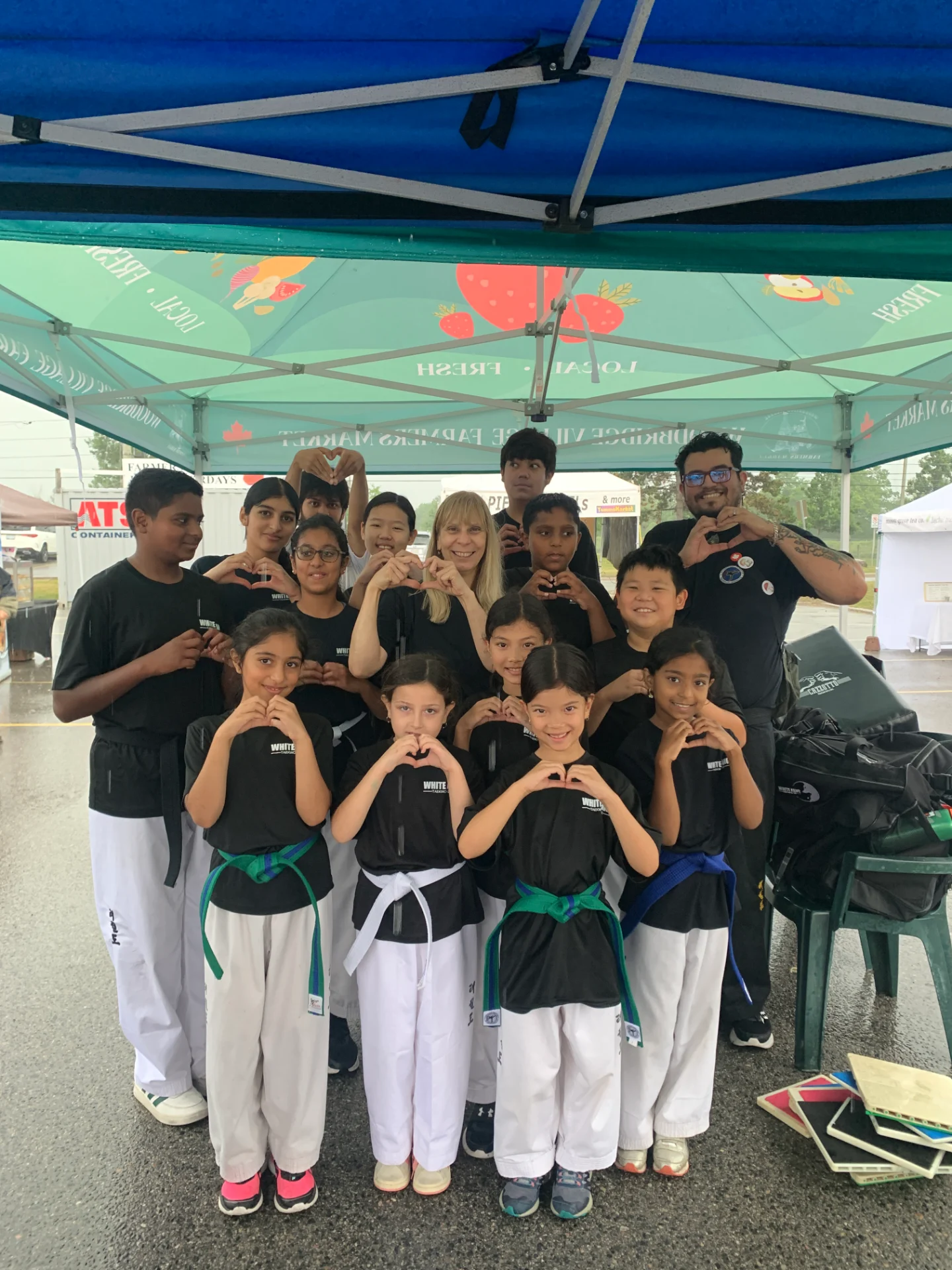 White Fang Taekwon-Do students and instructors at the Woodbridge farmers market